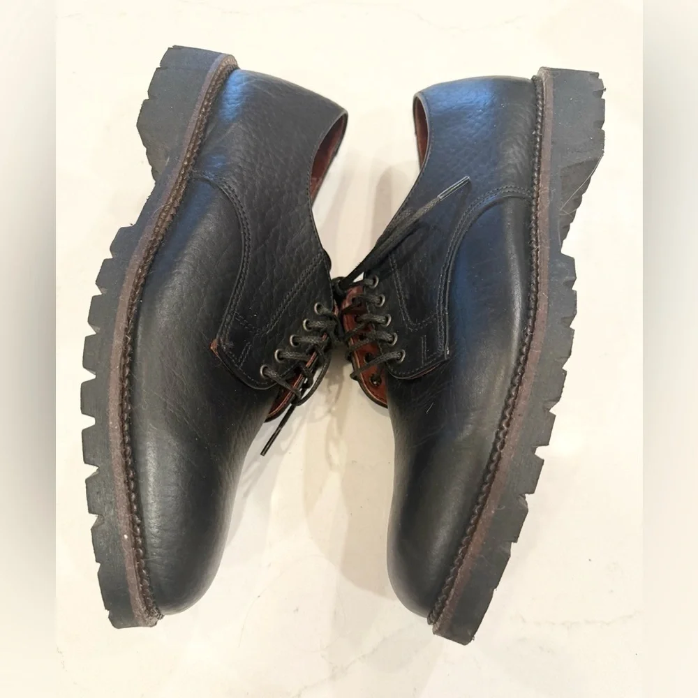 H.S.TRASK BLACK BISON LEATHER OXFORDS SHOES 10M - Picture 6 of 8